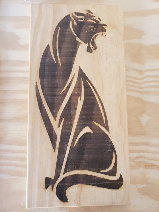 panther wood engraving