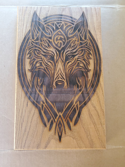 wolf wood engraving