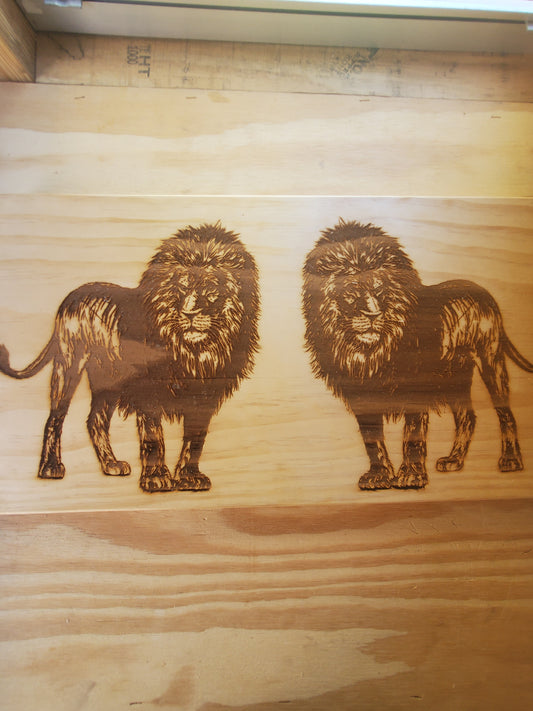 Lion wood Engraving