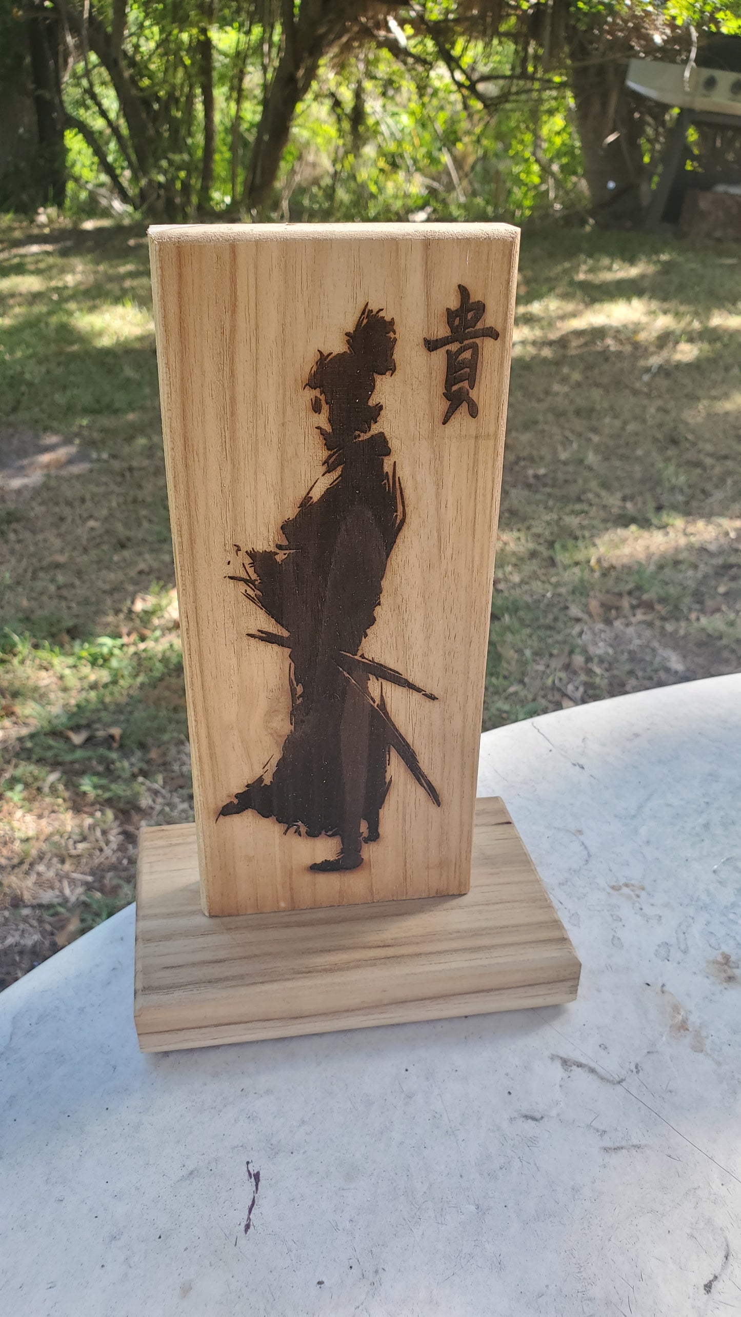 samurai wood engraving