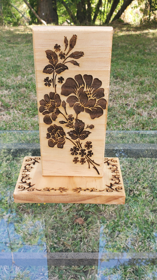 flower wood engraving